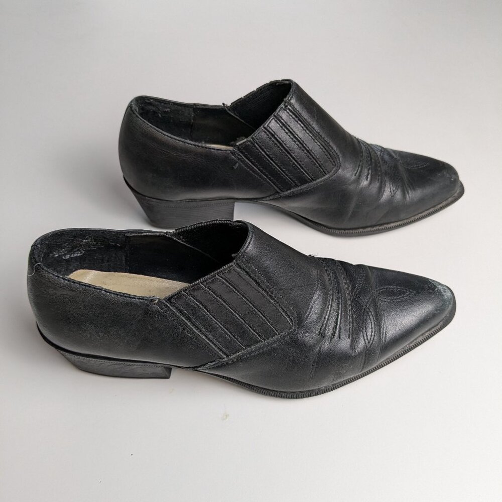 Maine Woods Women's Size 7.5 Black Leather Heeled Ankle Booties